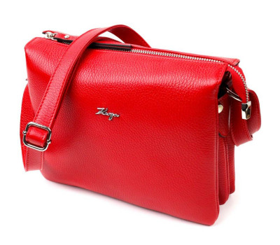 Зручна сумка жіноча на плече KARYA 20884 шкіряна Червоний