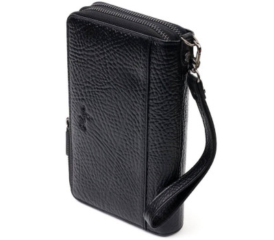 Місткий чоловічий клатч на два відділення KARYA 20905 шкіряний Чорний