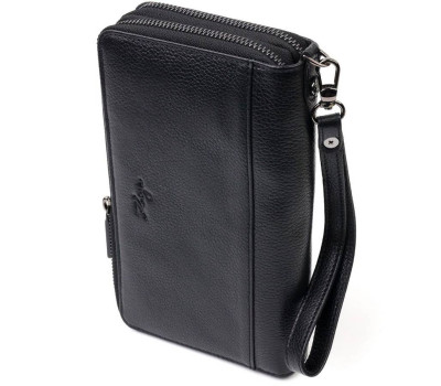 Надійний чоловічий клатч із зернистої шкіри KARYA 20906 Чорний