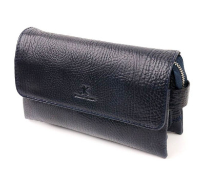 Містка чоловіча барсетка з клапаном KARYA 20909 шкіряна Синій