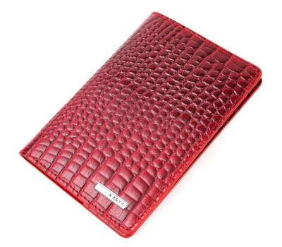 Яскрава обкладинка на паспорт із фактурної шкіри KARYA 20917 Червоний