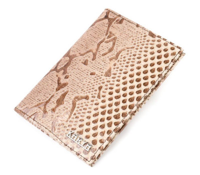 Незвичайна обкладинка на документи з фактурної шкіри під кобру KARYA 20929 Молочний