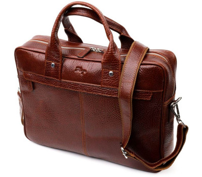 Універсальна чоловіча сумка-портфель на плече KARYA 20936 шкіряний Коричневий
