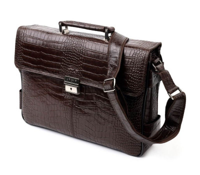 Чоловічий портфель із фактурної шкіри KARYA 20938 Коричневий