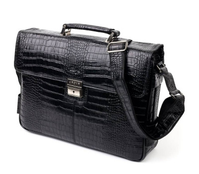 Місткий чоловічий портфель KARYA 20939 шкіряний Чорний