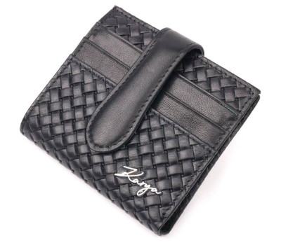 Плетеный женский бумажник из натуральной кожи KARYA 20954 Черный