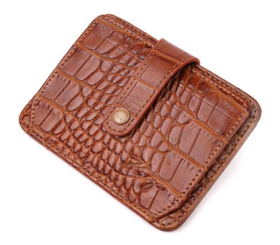 Візитниця з натуральної фактурної шкіри під крокодила KARYA 20961 Коричневий