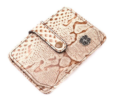 Візитниця із натуральної фактурної шкіри під змію KARYA 20962 Бежевий