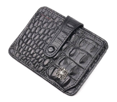 Візитниця з натуральної фактурної шкіри під крокодила KARYA 20968 Чорний
