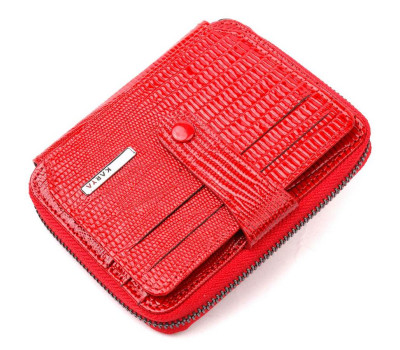 Чудовий гаманець із натуральної фактурної шкіри KARYA 20972 Червоний