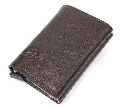 Незвичайна візитниця з натуральної шкіри KARYA 20977 Коричневий