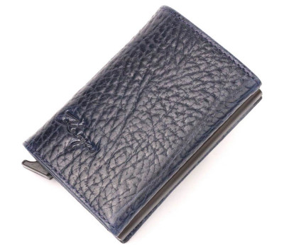 Візитниця із натуральної крупнозернистої шкіри KARYA 20980 Синій