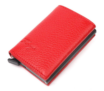 Візитниця з натуральної зернистої шкіри KARYA 20981 Червоний