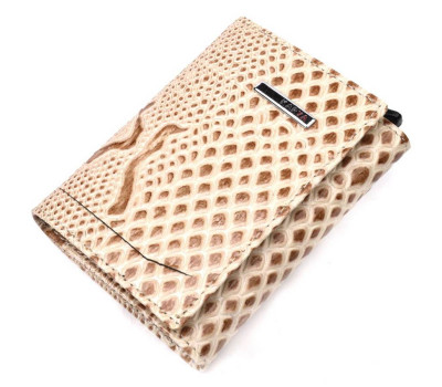 Візитниця із натуральної фактурної шкіри під змію KARYA 20985 Бежевий