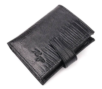 Практичний вертикальний невеликий чоловічий гаманець із фактурної шкіри KARYA 20993 Чорний