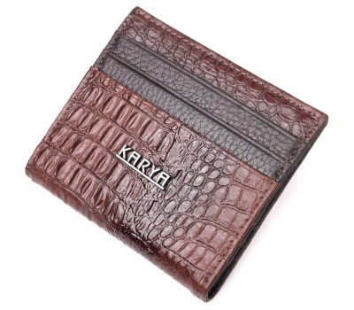 Красива візитниця з натуральної фактурної шкіри KARYA 20994 Коричневий