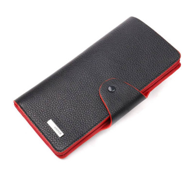 Містке жіноче портмоне з натуральної зернистої шкіри KARYA 21001 Чорний