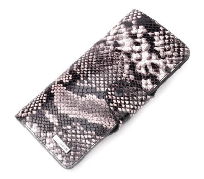 Багатофункціональне жіноче портмоне з натуральної фактурної шкіри під змію KARYA 21002 Чорний