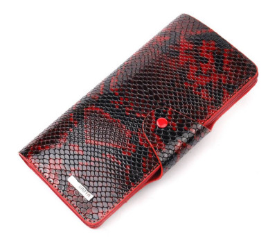 Яскраве жіноче портмоне із натуральної фактурної шкіри під змію KARYA 21003 Червоний