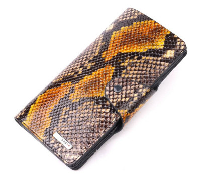 Незвичайне жіноче портмоне з натуральної фактурної шкіри під змію KARYA 21004 Різнокольоровий