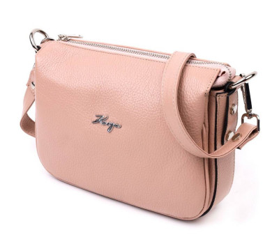 Маленька жіноча сумка на плече KARYA 20846 шкіряна Пудровий