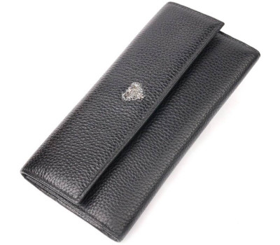 Стильний жіночий гаманець із натуральної зернистої шкіри KARYA 21007 Чорний