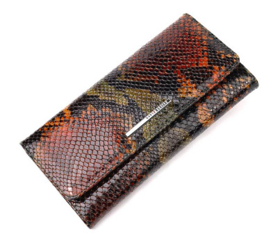 Гаманець жіночий з натуральної фактурної шкіри під змію KARYA 21008 Різнокольоровий