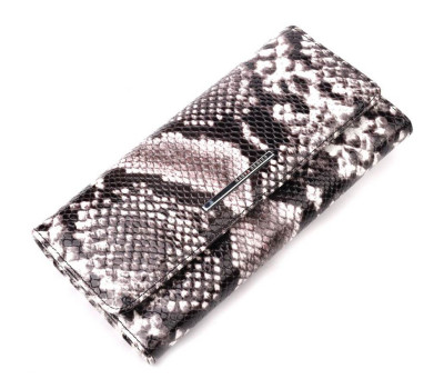 Гаманець жіночий з натуральної фактурної шкіри під змію KARYA 21009 Чорний