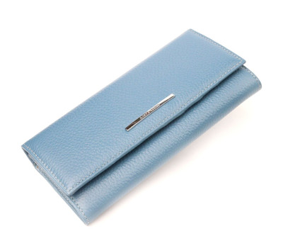 Необычный женский кошелек из натуральной кожи KARYA 21019 Голубой