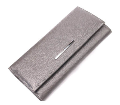 Вместительный женский кошелек из натуральной кожи KARYA 21020 Серый
