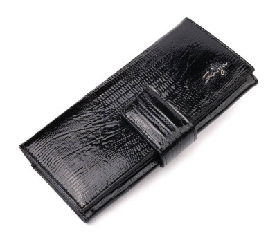 Лакований жіночий гаманець із натуральної фактурної шкіри KARYA 21031 Чорний