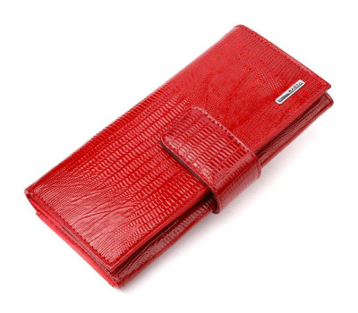 Жіночий гаманець з натуральної лакованої фактурної шкіри KARYA 21032 Червоний