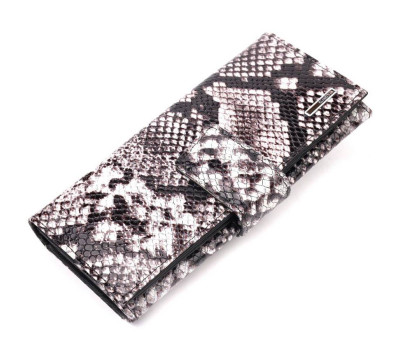 Чудовий жіночий гаманець із натуральної фактурної шкіри під змію KARYA 21034 Чорний