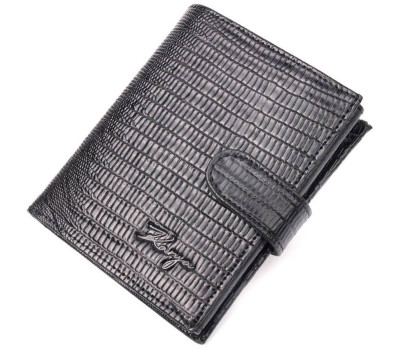 Відмінний чоловічий гаманець із фактурної шкіри KARYA 21038 Чорний