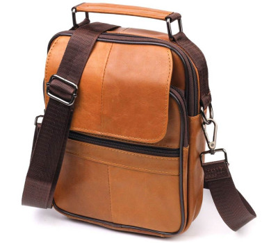 Зручна чоловіча сумка з ручкою шкіряна 21273 Vintage Руда