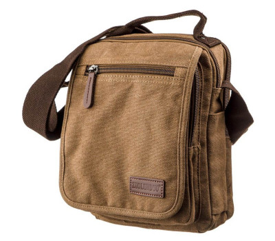 Універсальна текстильна чоловіча сумка на два відділення Vintage 20200 Коричнева