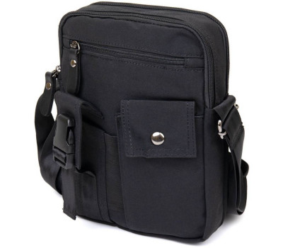 Універсальна текстильна чоловіча сумка на два відділення Vintage 20660 Чорна