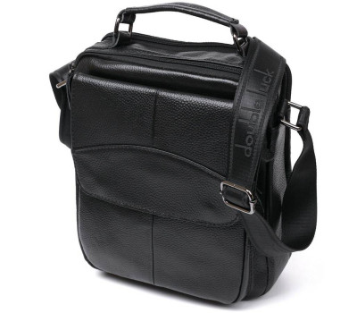 Містка шкіряна чоловіча сумка Vintage 20683 Чорний