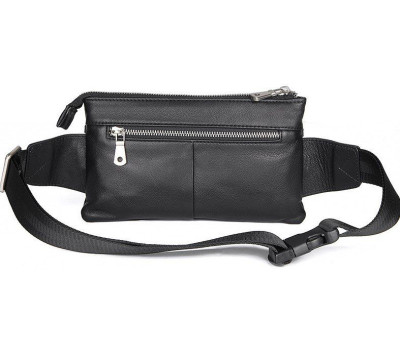 Сумка поясна зерниста шкіряна Vintage 14976 Чорна