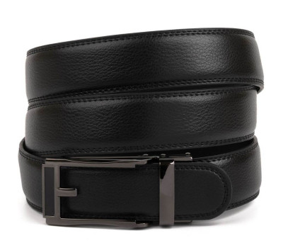 Ремень мужской c тонкой пряжкой в виде рамки Vintage 20218 Черный
