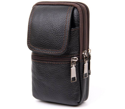 Сумка унісекс на пояс на два відділення Vintage 20427 Коричнева