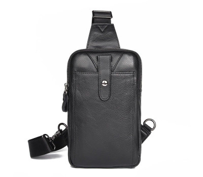 Сумка мужская кожаная в зернистой коже через плечо Vintage 14950 Черная