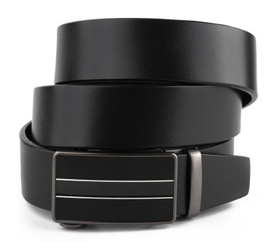 Ремень мужской с автоматической пряжкой и полосками Vintage 20330 Черный