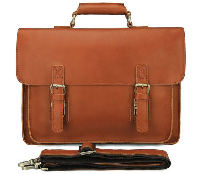 Шкіряний портфель матовий Vintage 14937 Рудий