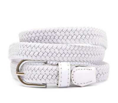 Текстильный тонкий женский ремень классика Vintage 20542 Белый