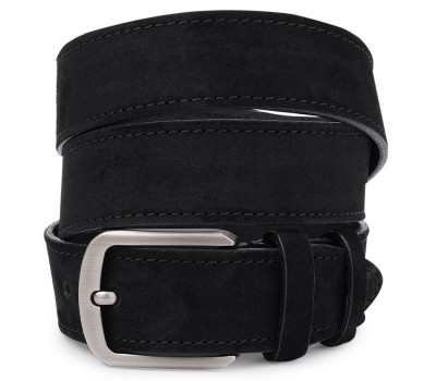 Кожаный замшевый ремень унисекс Vintage 20727 Черный