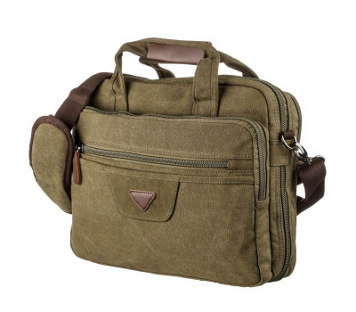 Сумка текстильна для ноутбука 15.6 на два відділення Vintage 20180 Зелена