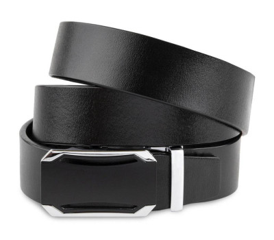 Ремень мужской с черной вставкой на пряжке Vintage 20255 Черный