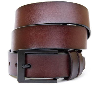 Ремень с затемненной пряжкой мужской Vintage 20380 Коричневый