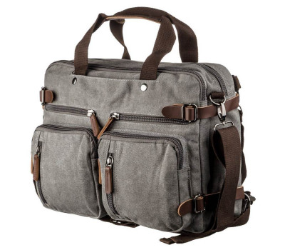 Сумка-трансофрмер текстильная большая Vintage 20151 Серая